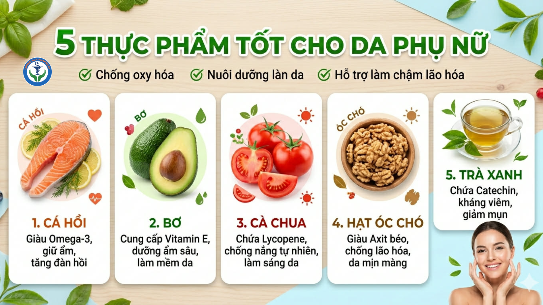 5 thực phẩm tốt cho da phụ nữ – Bí quyết nuôi dưỡng làn da khỏe đẹp từ bên trong